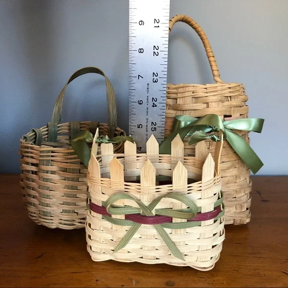 COPY - Vintage Trio Of Hanging Wicker Wall Baskets - Picture 8 of 16